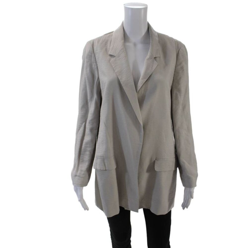 Allsaints Womens Long Sleeve Collared Open Front Blazer Gray Size 8